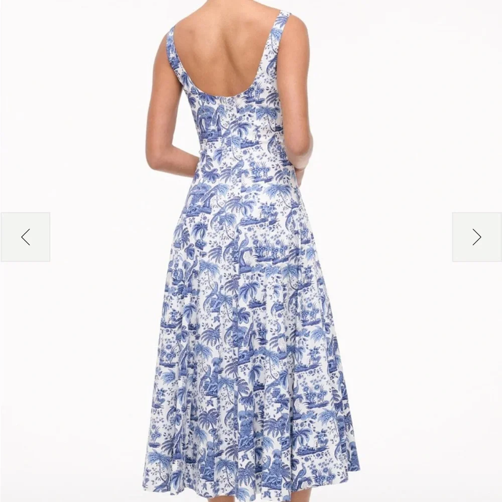 STAUD Blue and White Printed Maxi Dress - Picture 2 of 8